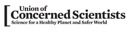 Union of Concerned Scientists. Science for a Healthy Planet and Safer World. With left brace symbol.