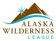 Alaska Wilderness League logo. Mountains over text