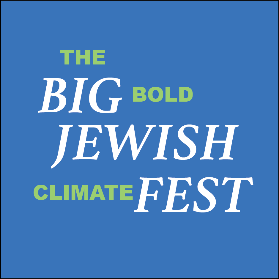 The Big Bold Jewish Climate Fest logo. Words on blue square.