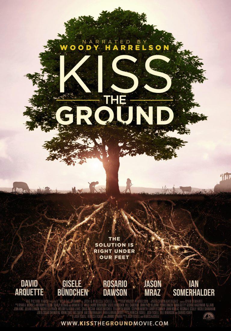 Kiss the Ground Movie Poster. Profile showing tree and roots as equals.