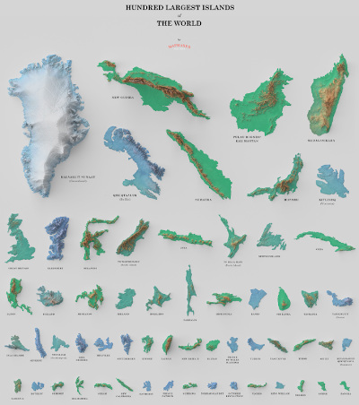 Visual of largest 100 islands.