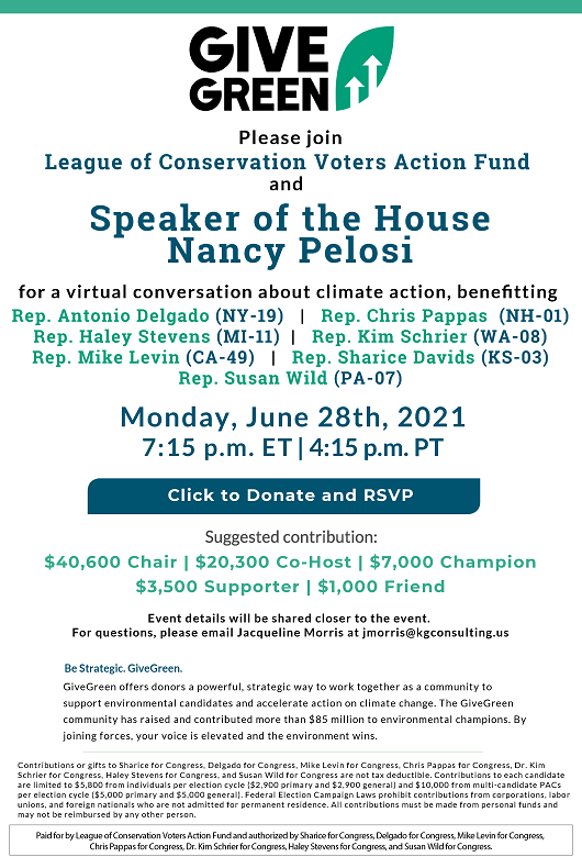 Give Green. With Speaker Nancy Pelosi.