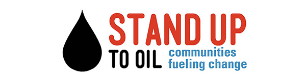Stand Up to Oil. Communities fueling change. Large Oil Droplet.