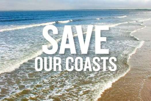 Save our Coasts-Beach scene with long breakers.