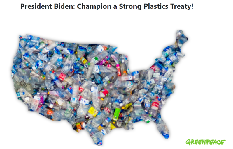 Map of the US filled with recyclable plastic
