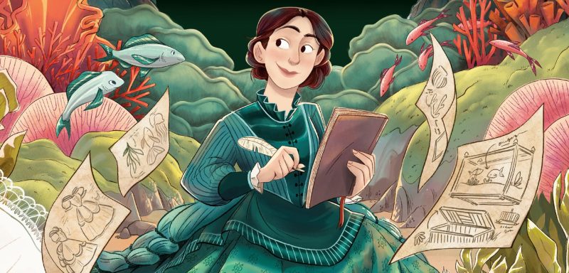 A detail from the cover illustration by Michelle Mee Nutter for the book The Girl Who Built an Ocean. Cover image courtesy of Penguin Random House