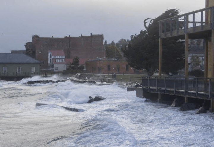 Coastal flooding at the Northwest Maritime Center in Port Townsend