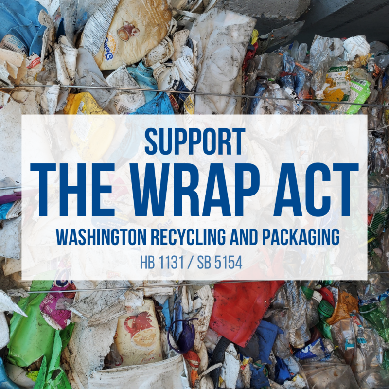 Trash image and a note to support the WRAP act.