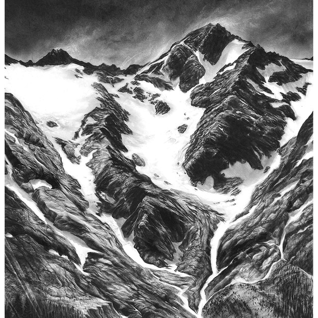 Elkhorn Glacier. Original art by Amory Abbott for the Olympi  